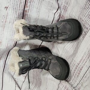 Columbia girls gray quilted faux-fur winter boots